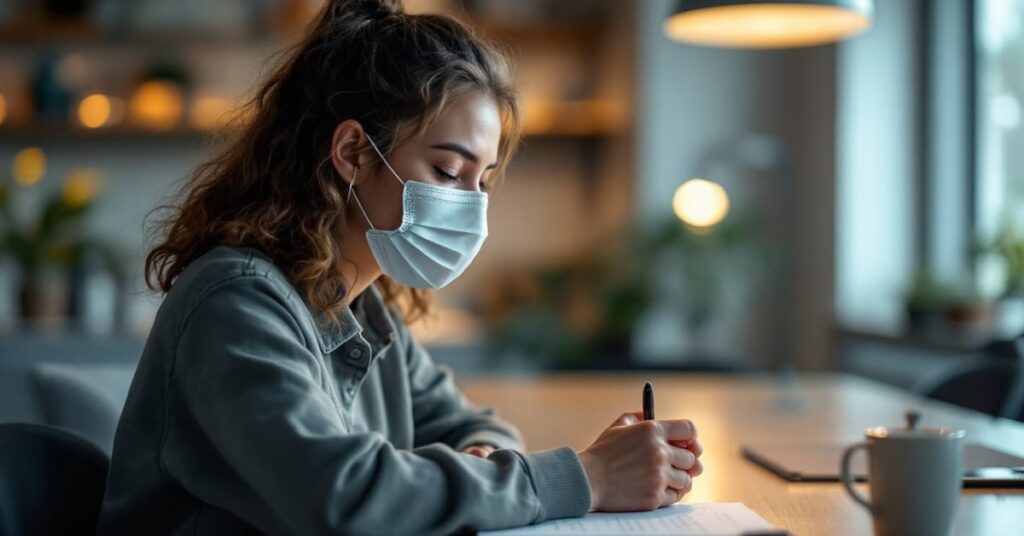 Femme fatiguée tenant un bilan sanguin, illustrant les causes et symptômes de l'anémie
