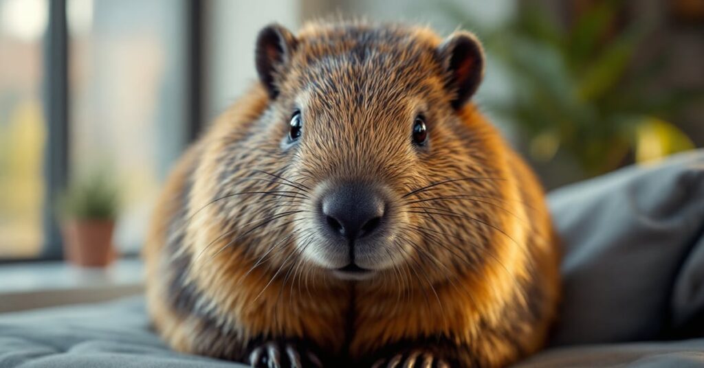 Capybara apprivoisé comme animal de compagnie dans un cadre domestique moderne