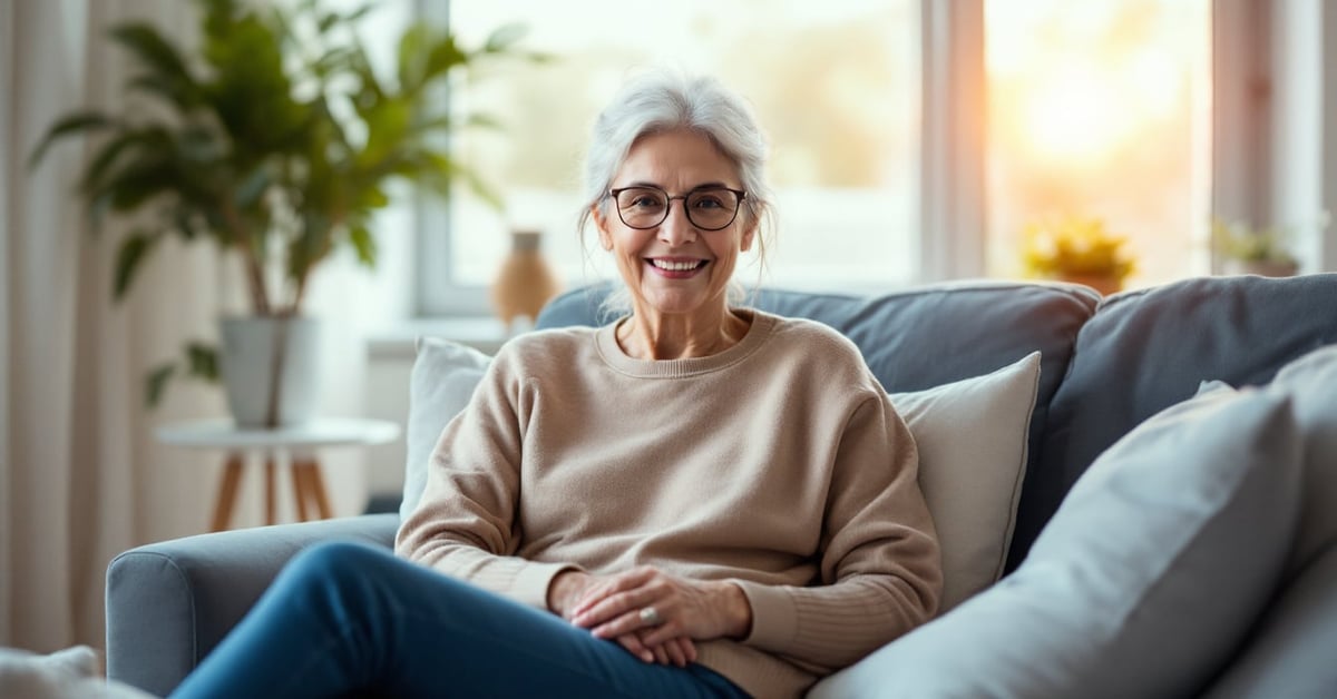Femme mature en bonne santé illustrant les symptômes et traitements de la ménopause
